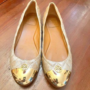 Tory Burch Kaitlin Quilted Ballet Flats Gold - Size 8.5